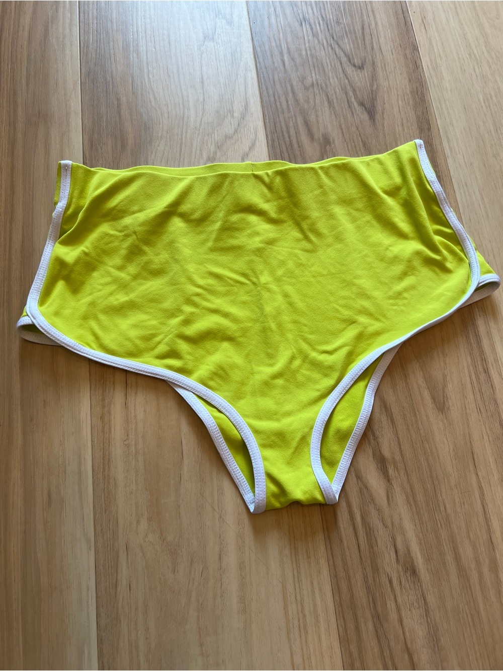 High-Waist Neon Yellow Bottoms with White Trim